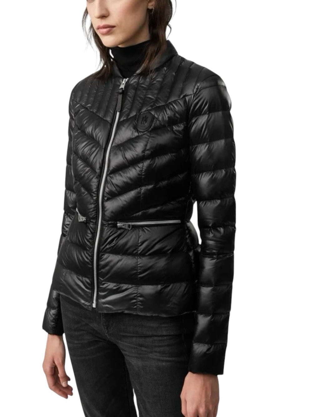 Mackage Petra Black Down Puffer Jacket Zip Quilted Fitted Women’s Size XS